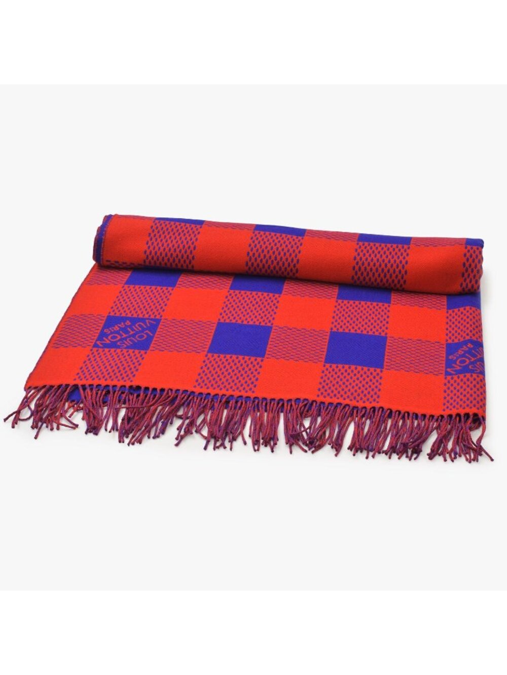 Louis Vuitton Damier Masai Blanket Throw Fringe Wool